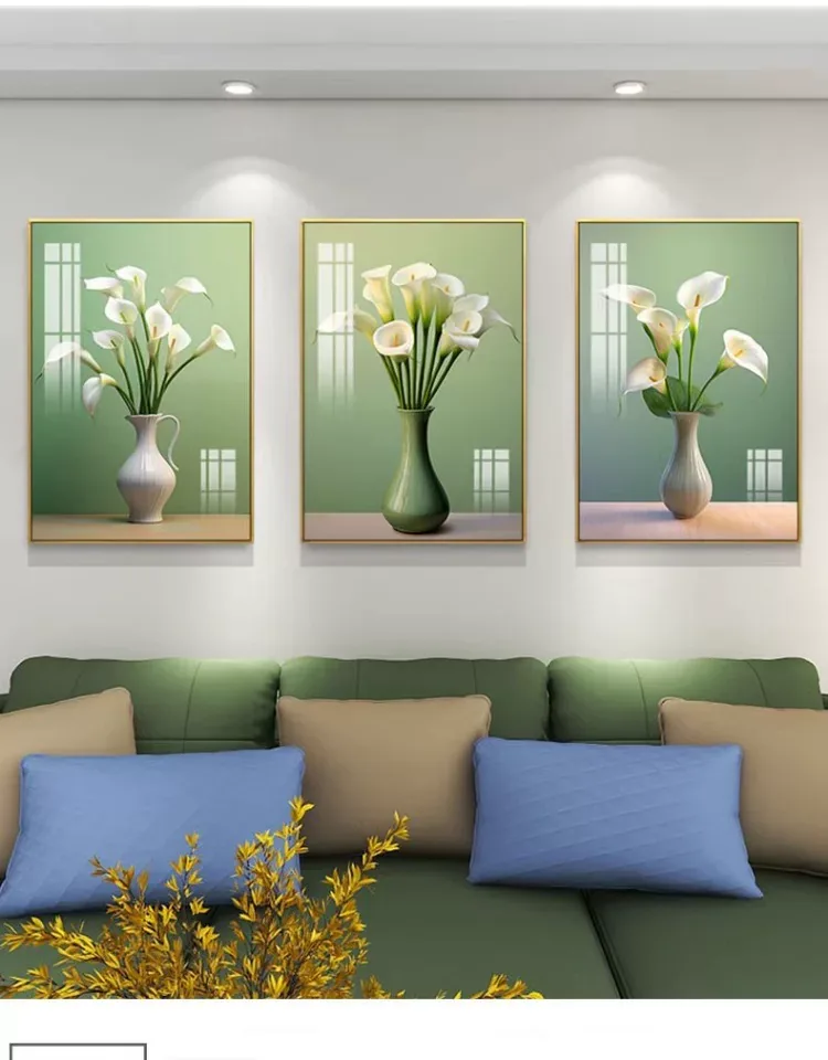 抽象 三联 装饰画 轻奢风 客厅背景墙挂画 晶瓷画