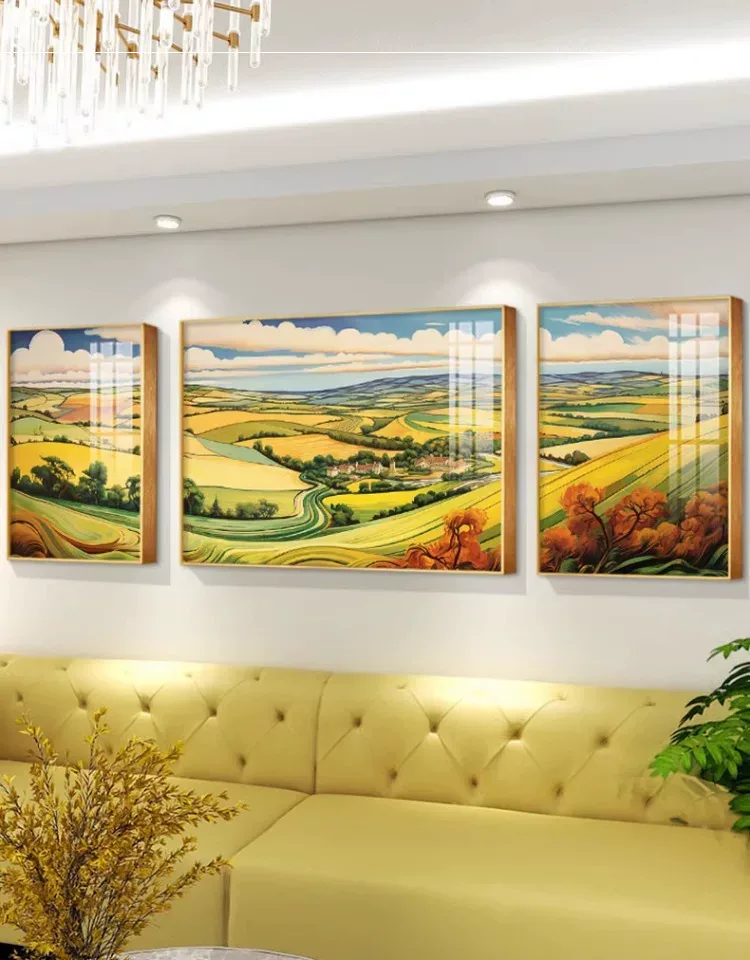 抽象 三联 装饰画 现代简约 客厅背景墙挂画 晶瓷画