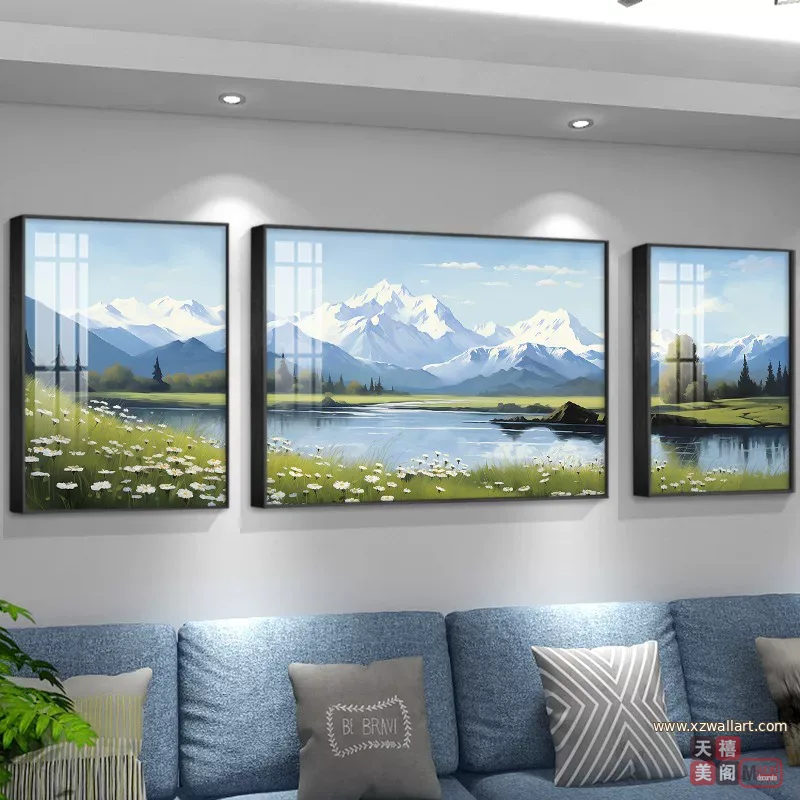 抽象 三联 装饰画 现代简约 客厅背景墙挂画 晶瓷画