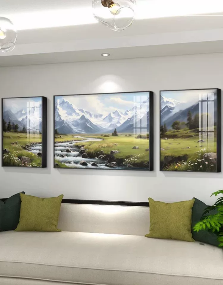 抽象 三联 装饰画 现代简约 客厅背景墙挂画 晶瓷画