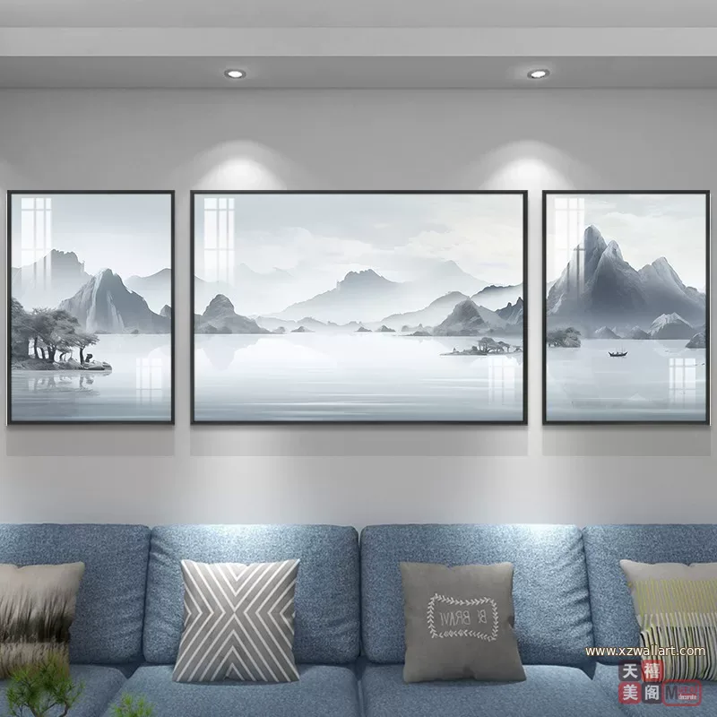 抽象 三联 装饰画 现代简约 客厅背景墙挂画 晶瓷画