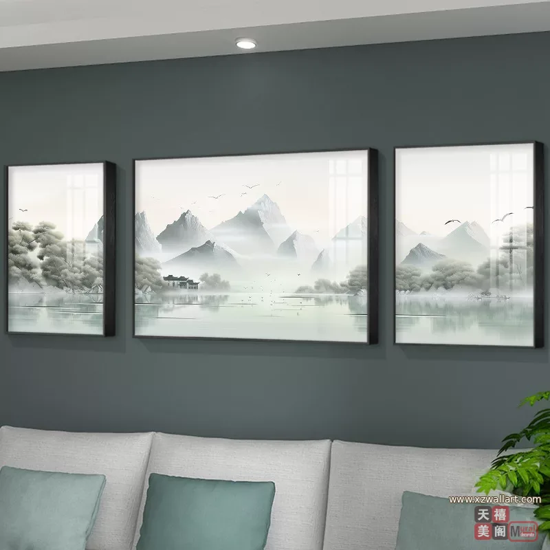 抽象 三联 装饰画 现代简约 客厅背景墙挂画 晶瓷画