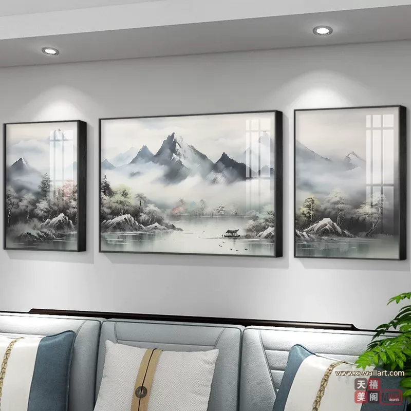 抽象 三联 装饰画 现代简约 客厅背景墙挂画 晶瓷画