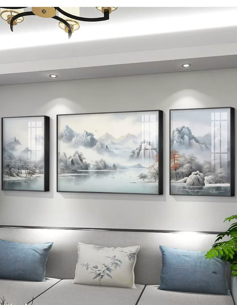 抽象 三联 装饰画 现代简约 客厅背景墙挂画 晶瓷画