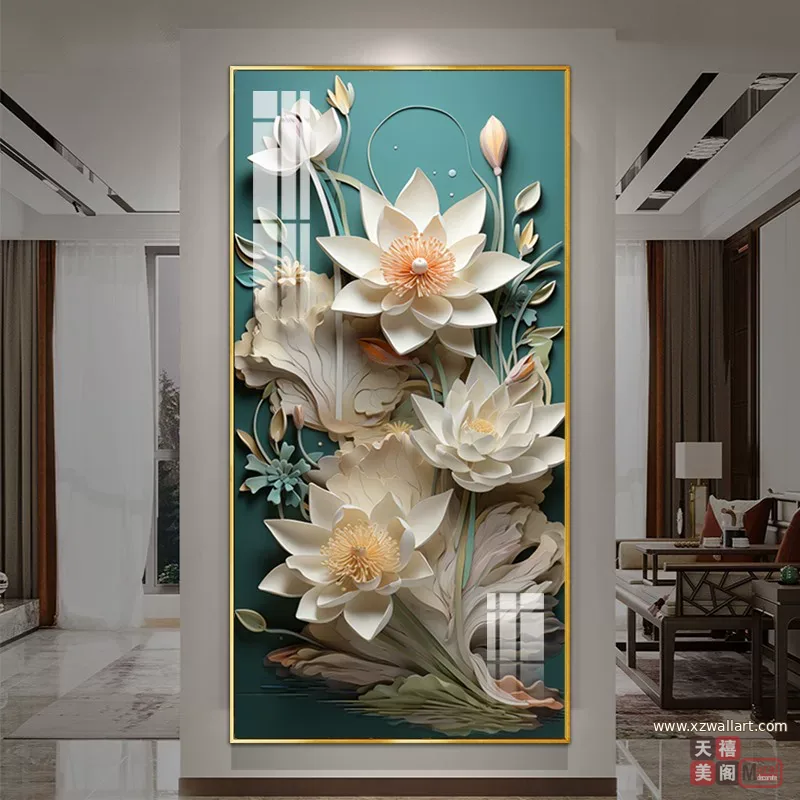 花 单幅 装饰画 轻奢风 玄关背景墙挂画 晶瓷画
