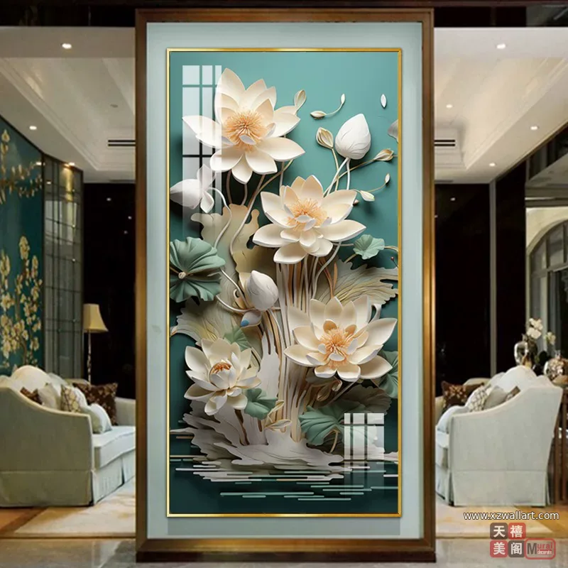 花 单幅 装饰画 轻奢风 玄关背景墙挂画 晶瓷画