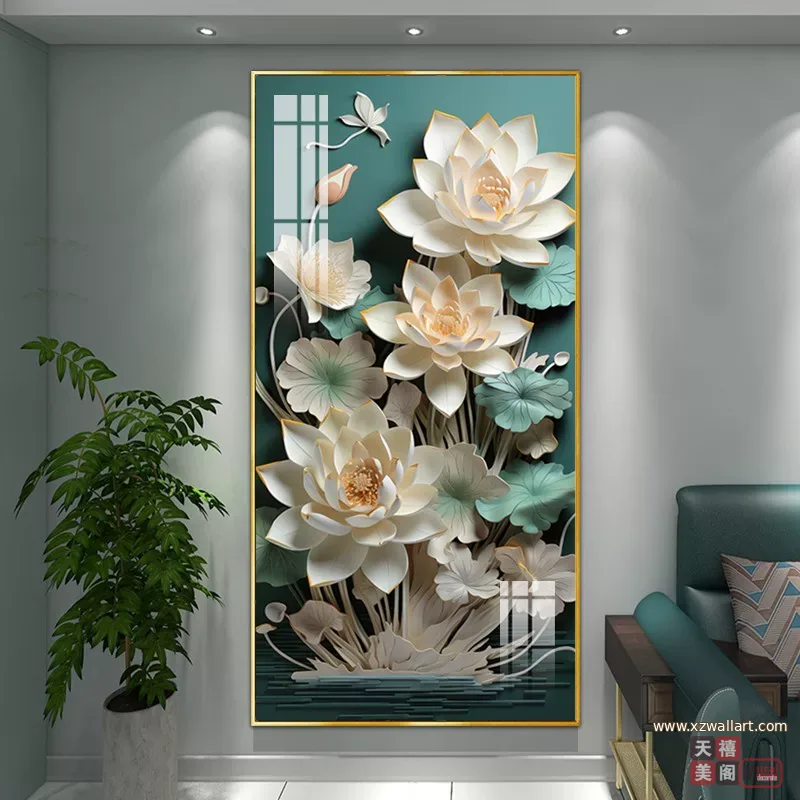 花 单幅 装饰画 轻奢风 玄关背景墙挂画 晶瓷画
