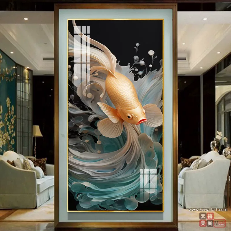 抽象 单幅 装饰画 轻奢风 玄关背景墙挂画 晶瓷画