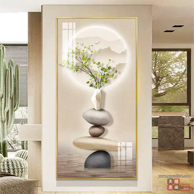 抽象 单幅 装饰画 奶油风 玄关背景墙挂画 晶瓷画