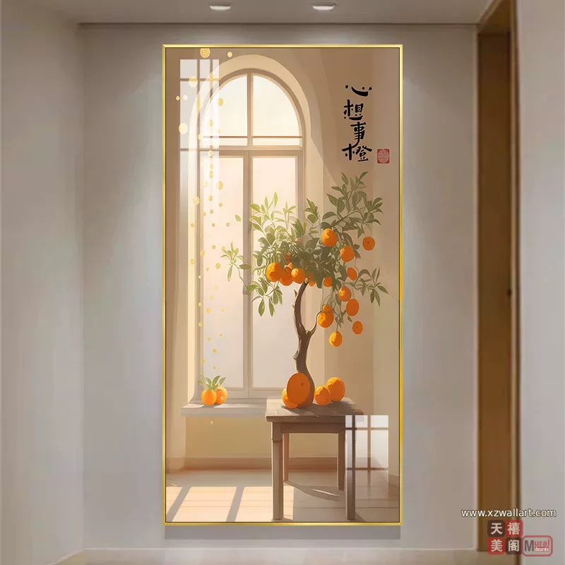 抽象 单幅 装饰画 新中式 玄关背景墙挂画 晶瓷画