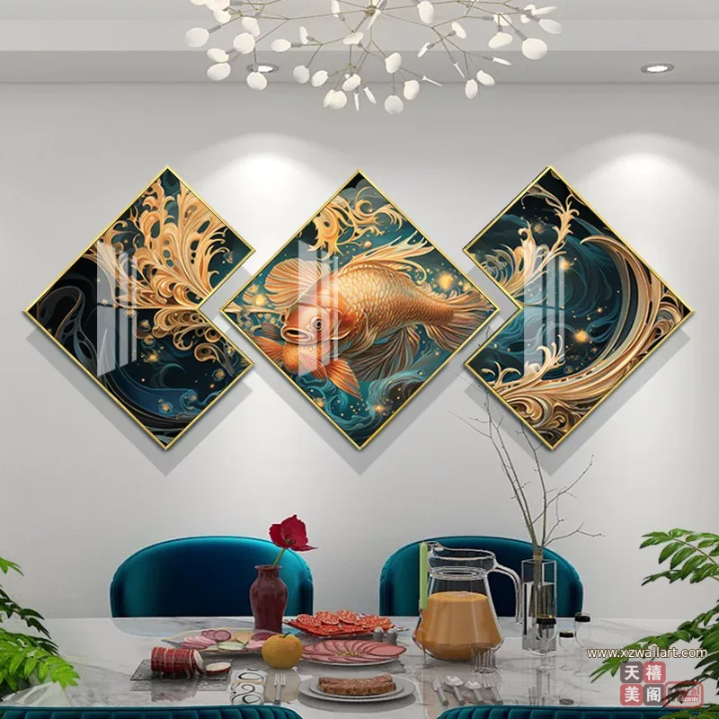 抽象 单幅 装饰画 轻奢风 餐厅背景墙挂画 晶瓷画