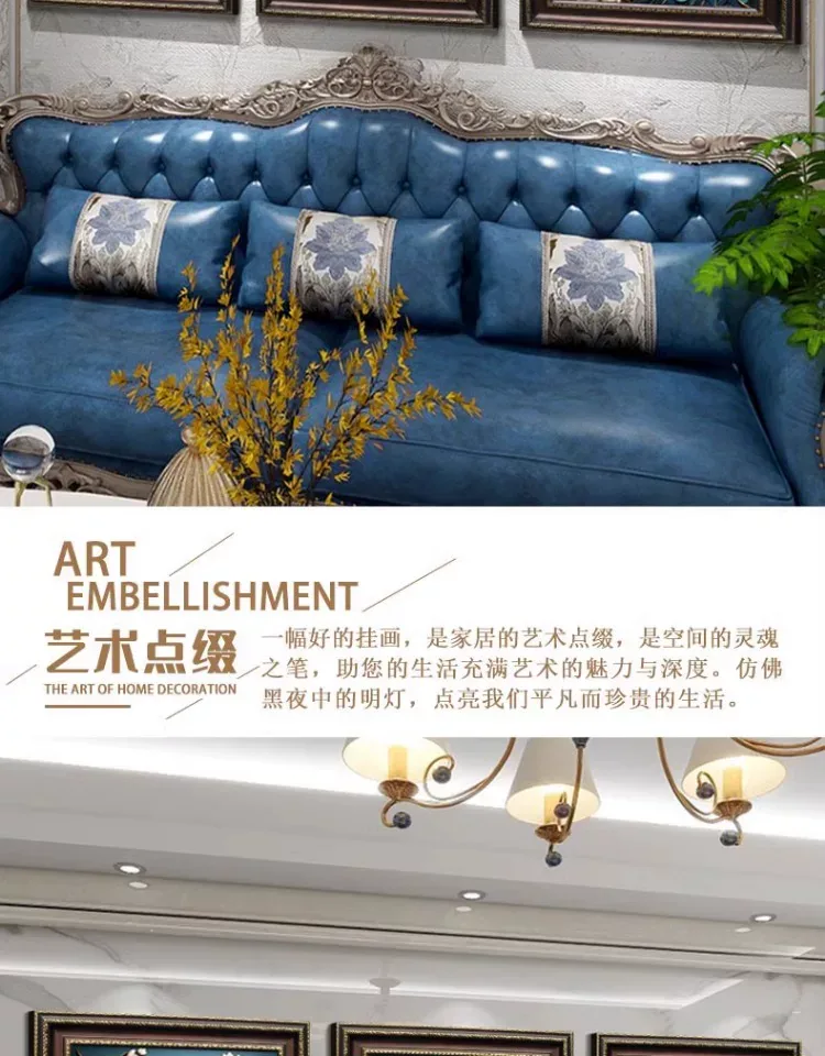 抽象 三联 装饰画 美式 客厅背景墙挂画 晶瓷画