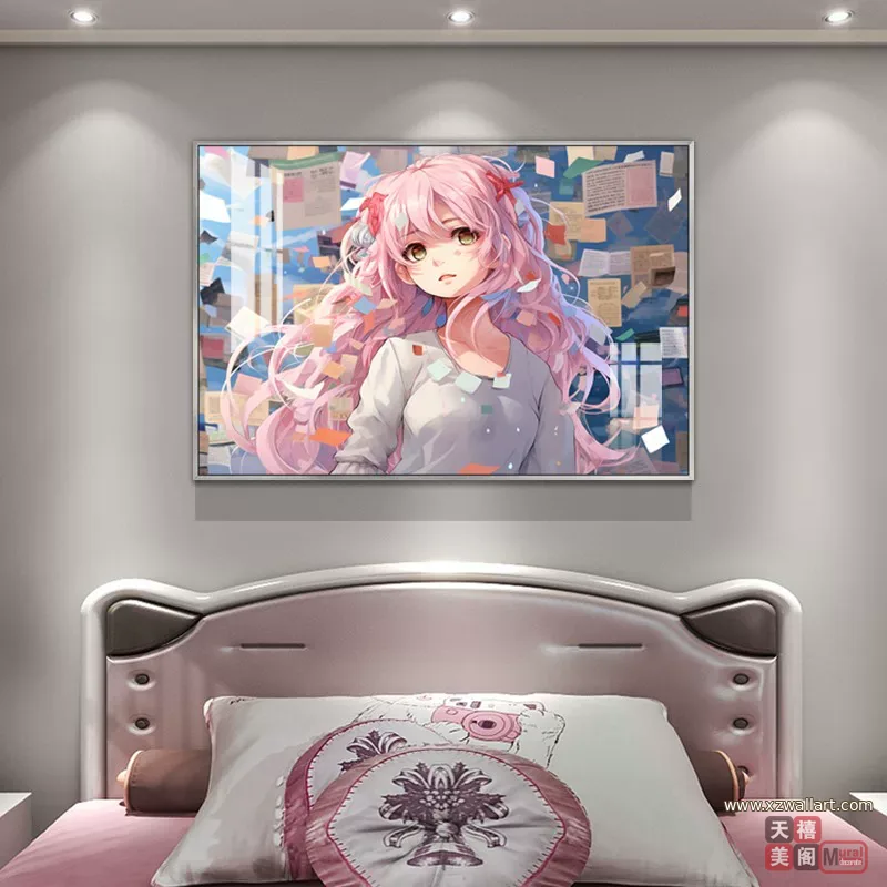 抽象 单幅 装饰画 现代简约 卧室背景墙挂画 晶瓷画