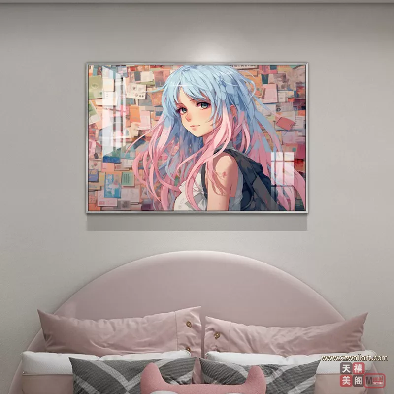 抽象 单幅 装饰画 现代简约 卧室背景墙挂画 晶瓷画