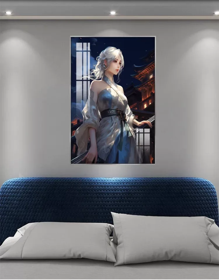 抽象 单幅 装饰画 轻奢风 卧室背景墙挂画 晶瓷画