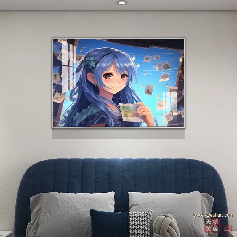 抽象 单幅 装饰画 轻奢风 卧室背景墙挂画 晶瓷画