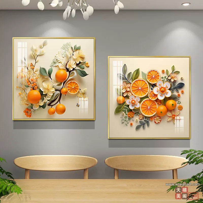 抽象 单幅 装饰画 奶油风 餐厅背景墙挂画 晶瓷画