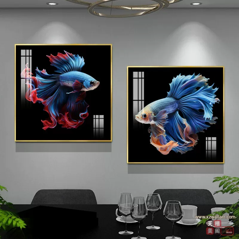 抽象 单幅 装饰画 轻奢风 餐厅背景墙挂画 晶瓷画