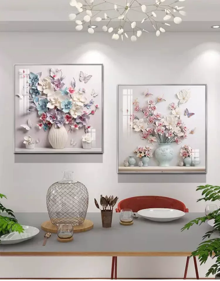抽象 单幅 装饰画 轻奢风 餐厅背景墙挂画 晶瓷画