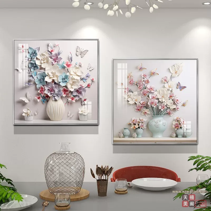 抽象 单幅 装饰画 轻奢风 餐厅背景墙挂画 晶瓷画