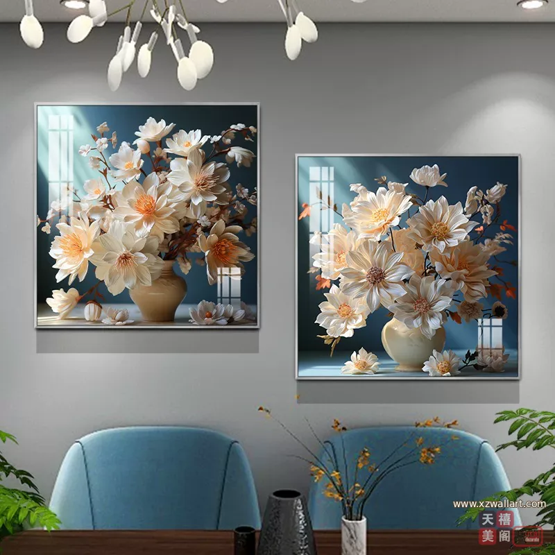 抽象 单幅 装饰画 轻奢风 餐厅背景墙挂画 晶瓷画