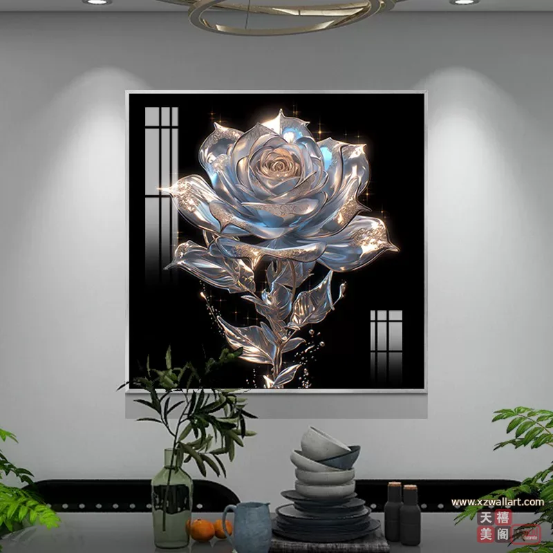 抽象 单幅 装饰画 轻奢风 餐厅背景墙挂画 晶瓷画