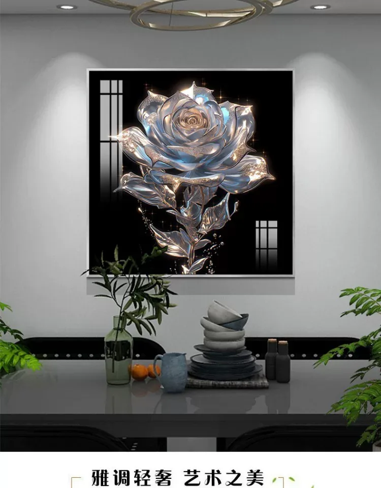 抽象 单幅 装饰画 轻奢风 餐厅背景墙挂画 晶瓷画