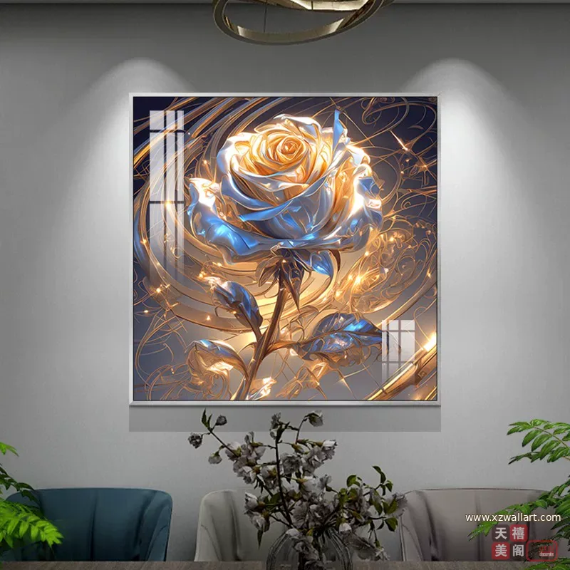 抽象 单幅 装饰画 轻奢风 餐厅背景墙挂画 晶瓷画