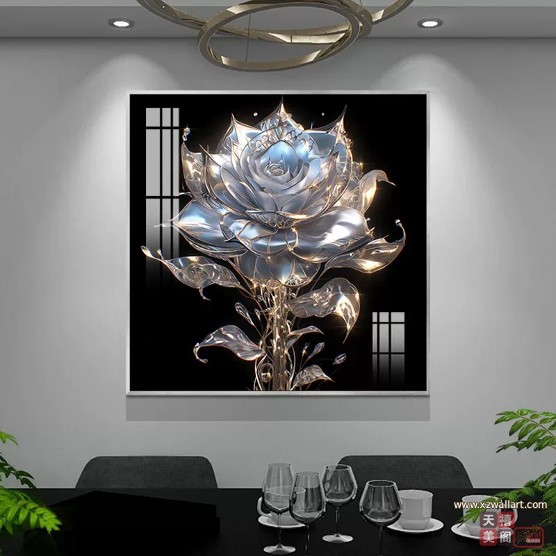 抽象 单幅 装饰画 轻奢风 餐厅背景墙挂画 晶瓷画