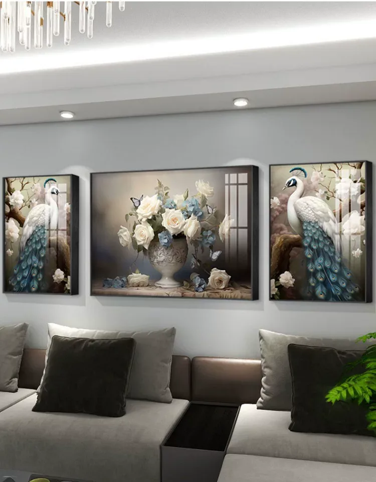 抽象 三联 装饰画 轻奢风 客厅背景墙挂画 晶瓷画