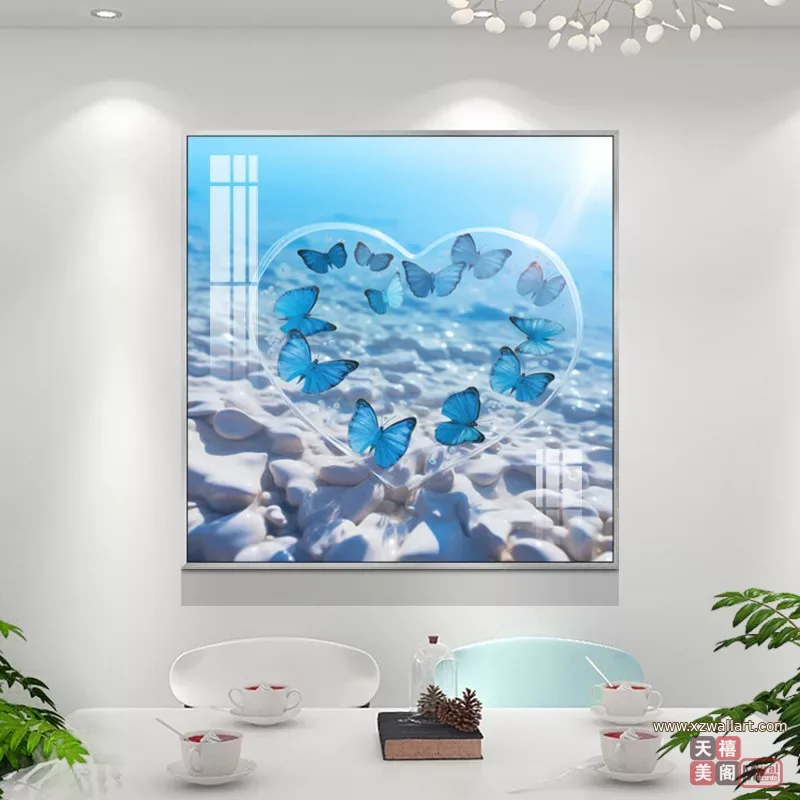抽象 单幅 装饰画 轻奢风 餐厅背景墙挂画 晶瓷画