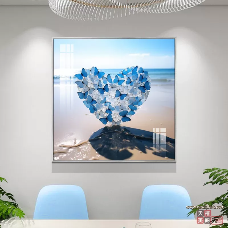 抽象 单幅 装饰画 轻奢风 餐厅背景墙挂画 晶瓷画