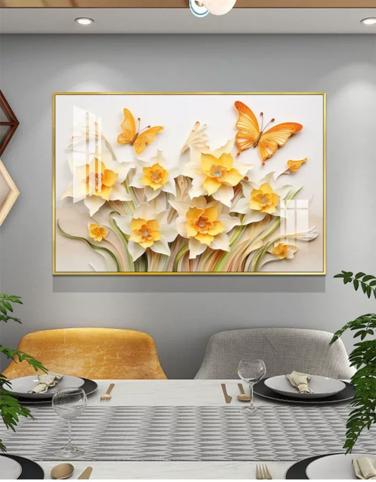 抽象 单幅 装饰画 奶油风 餐厅背景墙挂画 晶瓷画