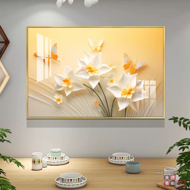 抽象 单幅 装饰画 奶油风 餐厅背景墙挂画 晶瓷画