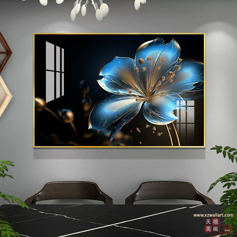 抽象 单幅 装饰画 轻奢风 餐厅背景墙挂画 晶瓷画