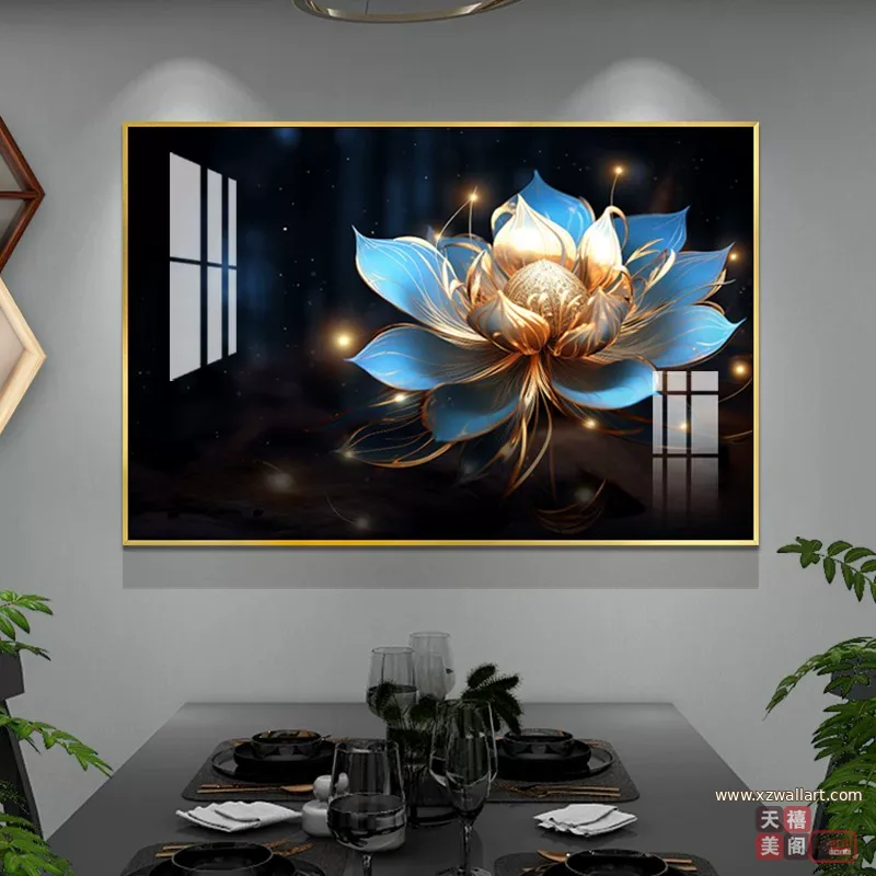 抽象 单幅 装饰画 轻奢风 餐厅背景墙挂画 晶瓷画