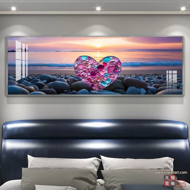 抽象 单幅 装饰画 轻奢风 卧室背景墙挂画 晶瓷画