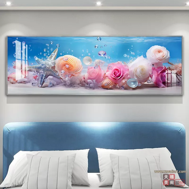 抽象 单幅 装饰画 轻奢风 卧室背景墙挂画 晶瓷画