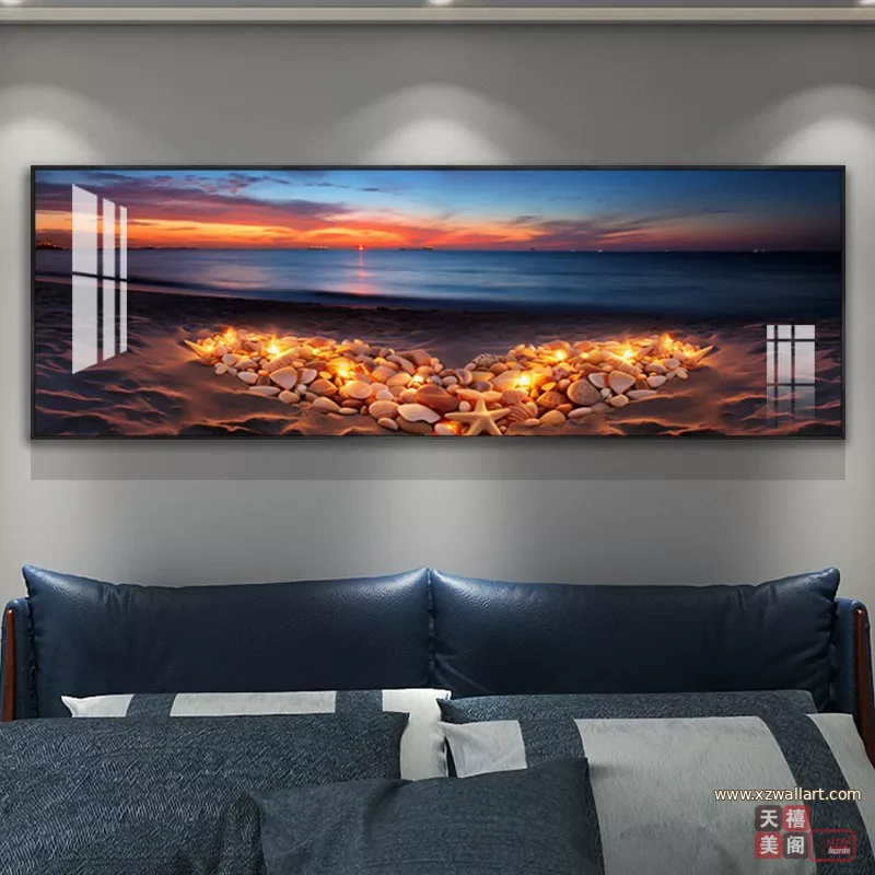 抽象 单幅 装饰画 轻奢风 卧室背景墙挂画 晶瓷画