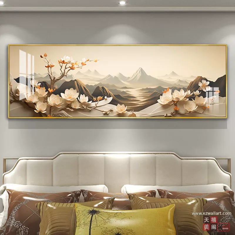 抽象 单幅 装饰画 轻奢风 卧室背景墙挂画 晶瓷画
