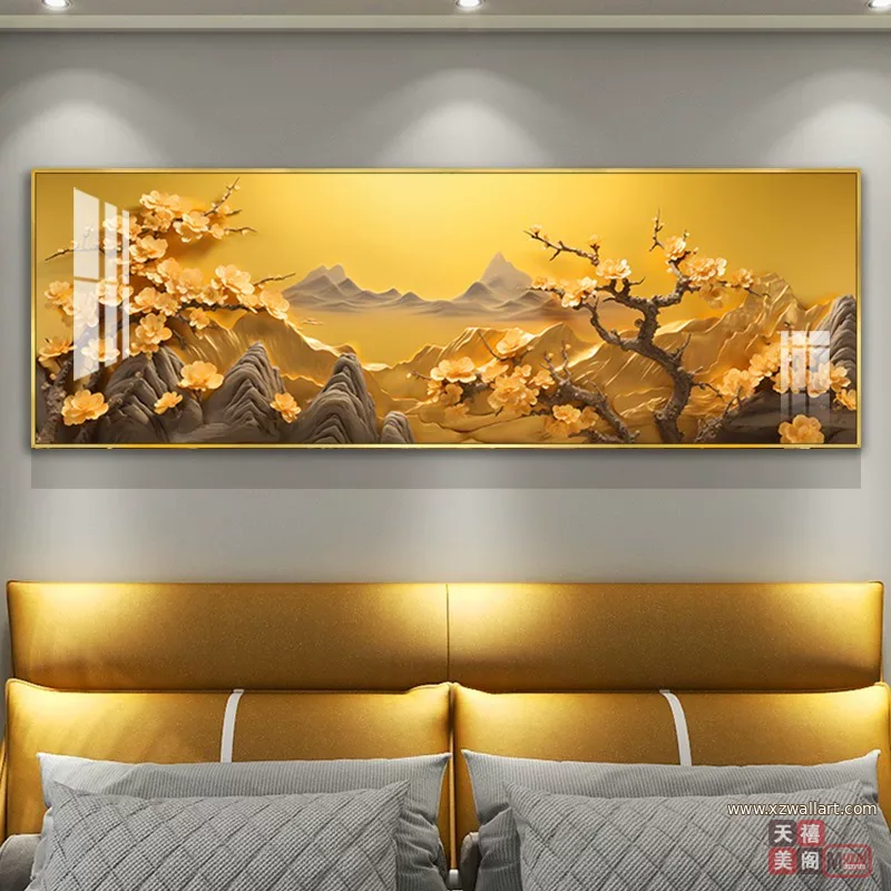 抽象 单幅 装饰画 轻奢风 卧室背景墙挂画 晶瓷画