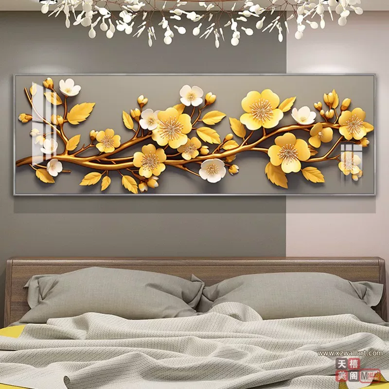 抽象 单幅 装饰画 轻奢风 卧室背景墙挂画 晶瓷画