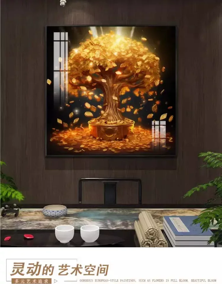树 单幅 装饰画 轻奢风 餐厅背景墙挂画 晶瓷画
