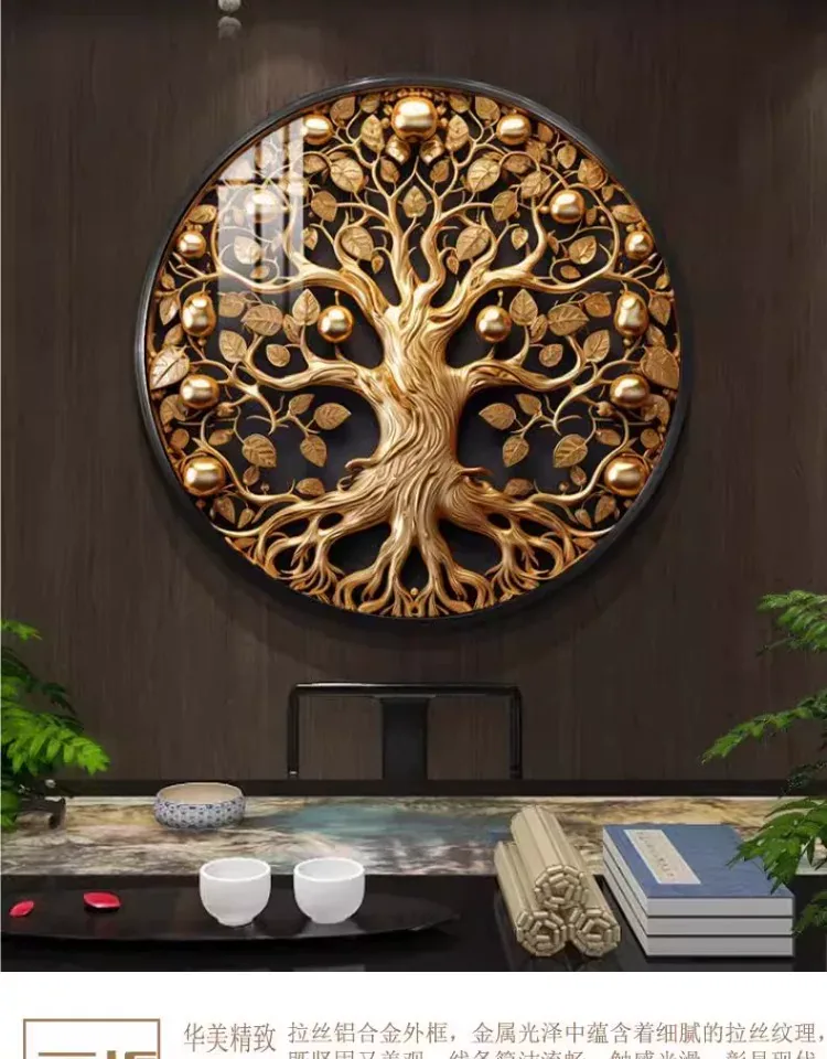 树 单幅 装饰画 轻奢风 餐厅背景墙挂画 晶瓷画