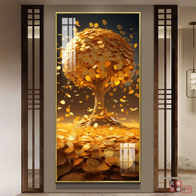 树 单幅 装饰画 轻奢风 玄关背景墙挂画 晶瓷画