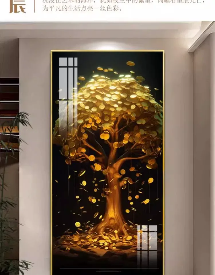 树 单幅 装饰画 轻奢风 玄关背景墙挂画 晶瓷画