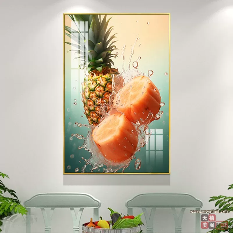抽象 单幅 装饰画 轻奢风 餐厅背景墙挂画 晶瓷画