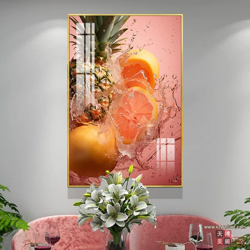 抽象 单幅 装饰画 轻奢风 餐厅背景墙挂画 晶瓷画