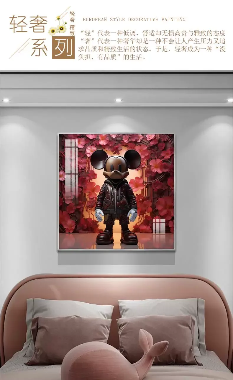抽象 单幅 装饰画 美式 卧室背景墙挂画 晶瓷画