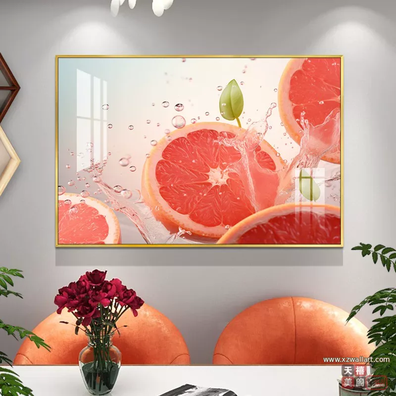 抽象 单幅 装饰画 轻奢风 餐厅背景墙挂画 晶瓷画